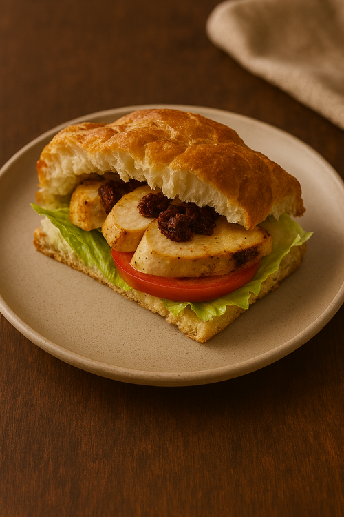 Домашна фокача с пиле и сушен домат